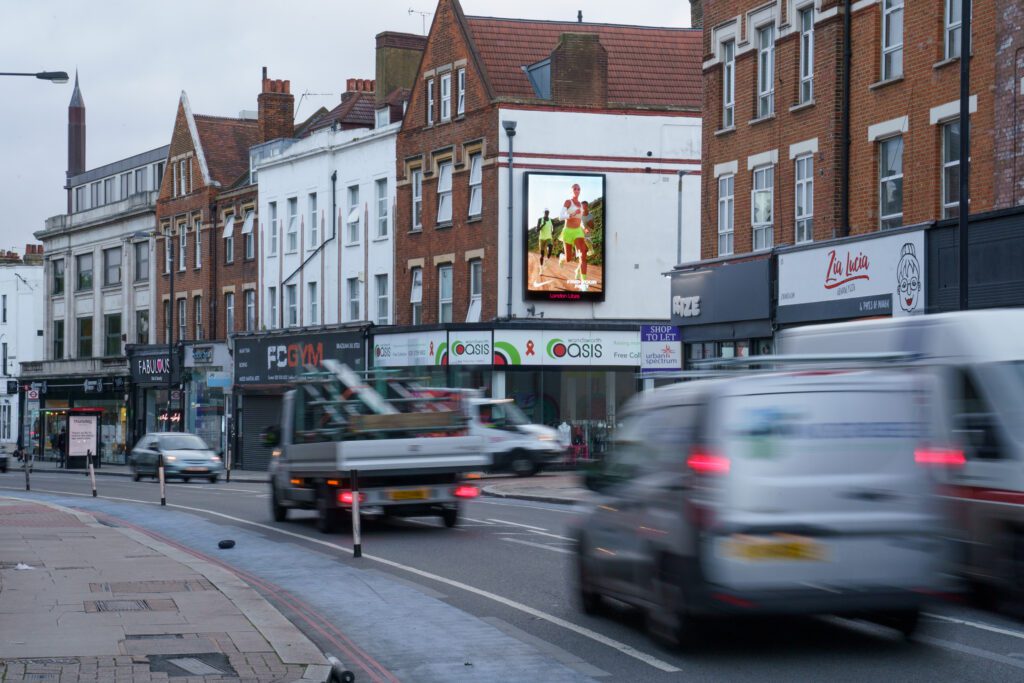 Balham High Road digital screen London afternoon street view